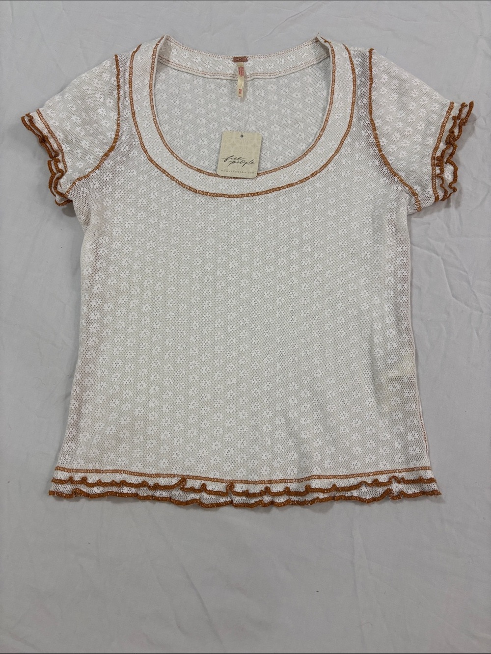 Free People Garner Tee White Floral Mesh